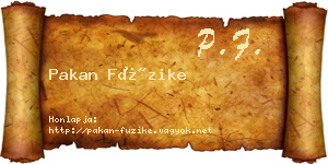 Pakan Füzike névjegykártya